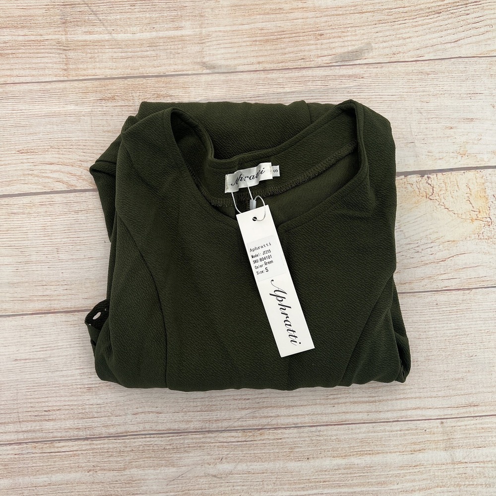 Aphratti Women Short Sleeve Cute Casual Summer Semi Formal A Line Green Dress S - Picture 11 of 14